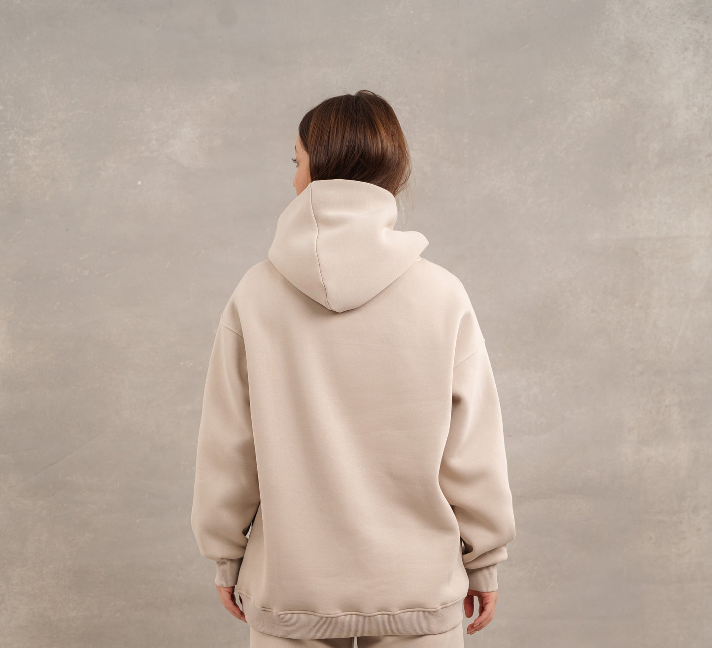 Basic Fleece Hoodie In Beige