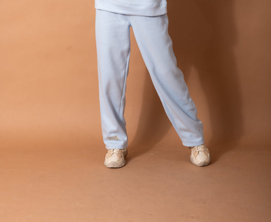 Patched Wide Leg Sweatpants In Blue