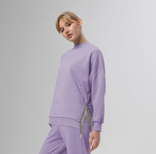 Crystal Chains Melton Hoodie | Lilac