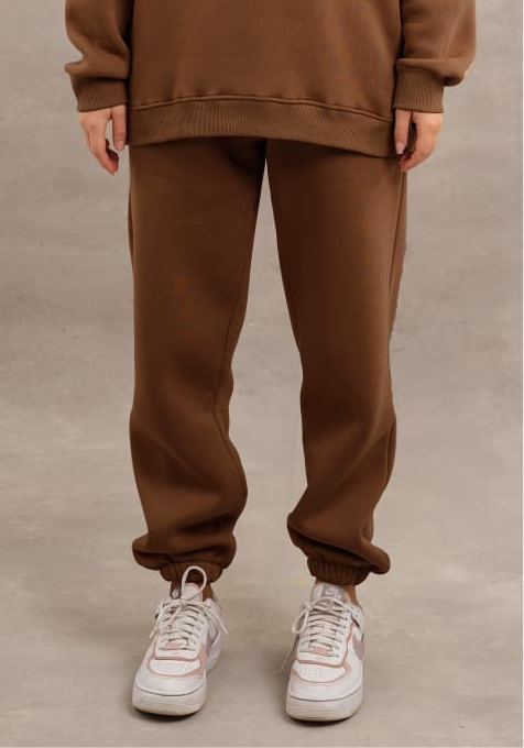 Basic Fleece Sweatpants In Dark Brown