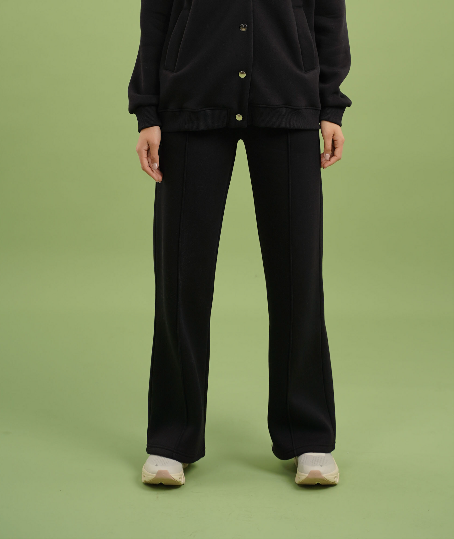 Dropped Shoulder Button Pants | Black