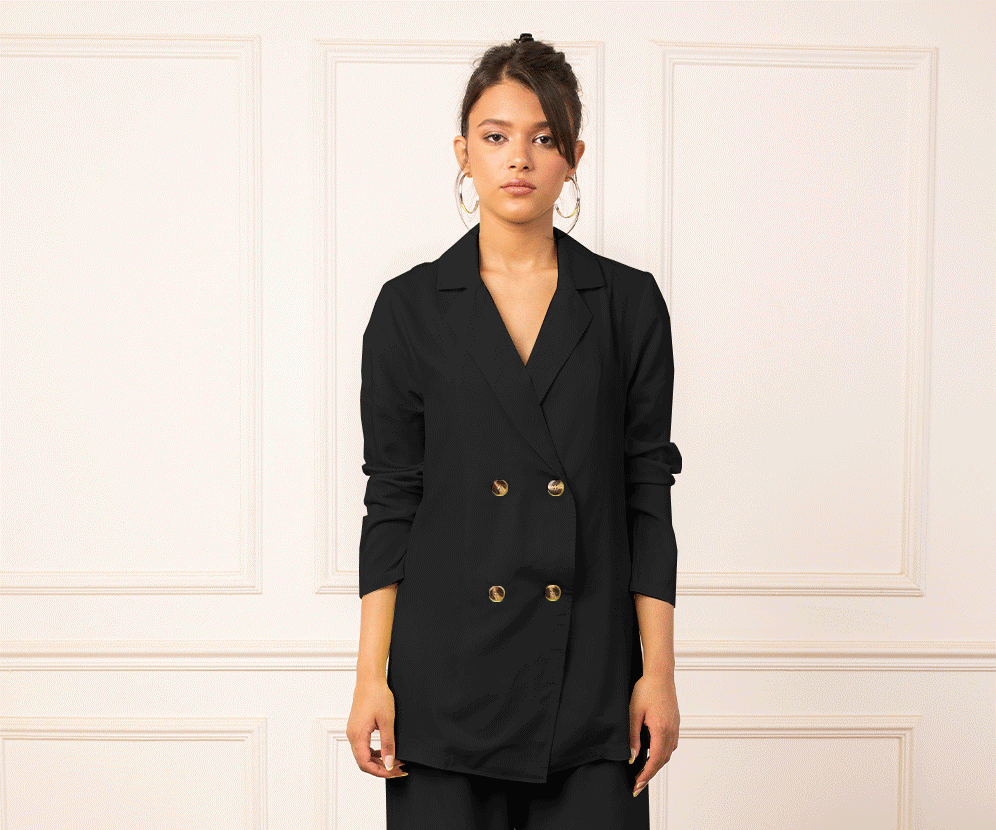 Double Button Blazer In Black