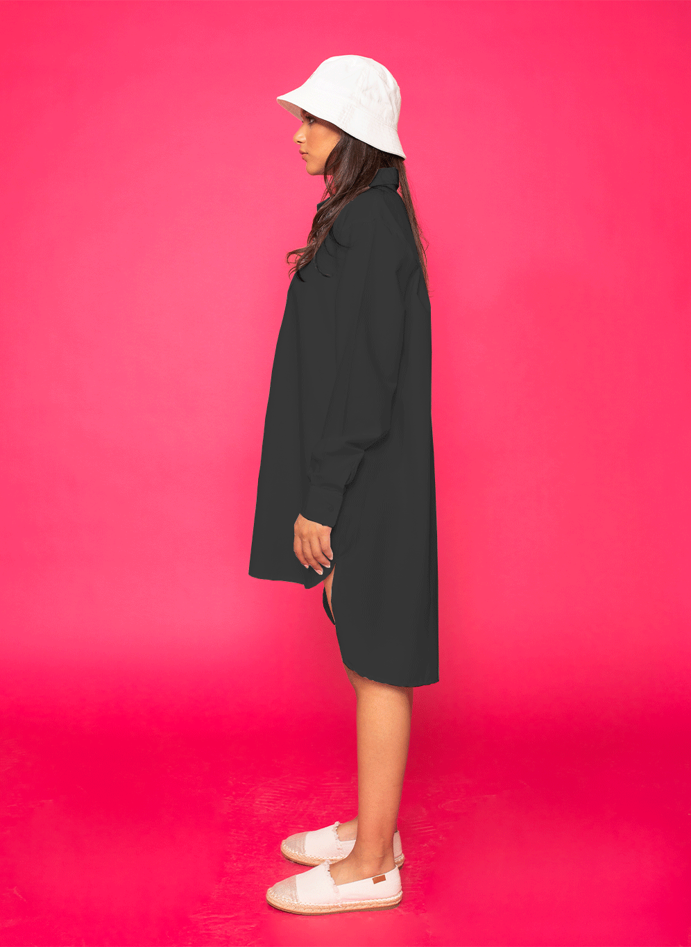 Oversized Shirt Dress In Black