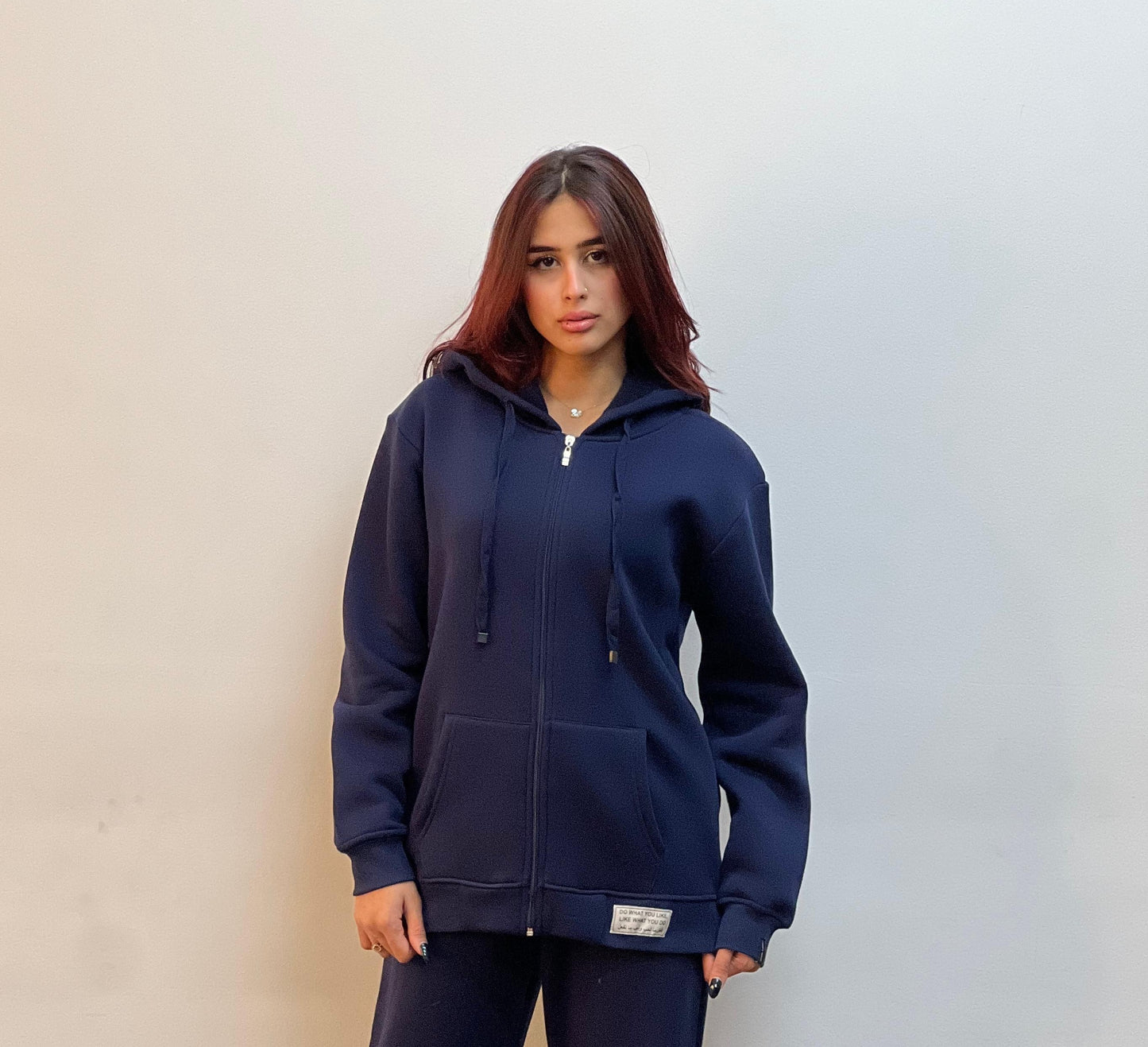 Melton Hooded Jacket In Navy