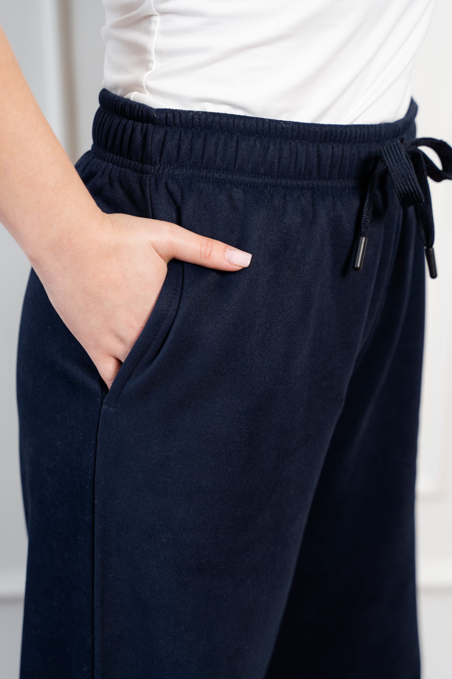 Wide-Leg Sweatpants In Fleece | Navy