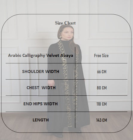 Arabic Calligraphy Velvet Abaya IN Black & Silver