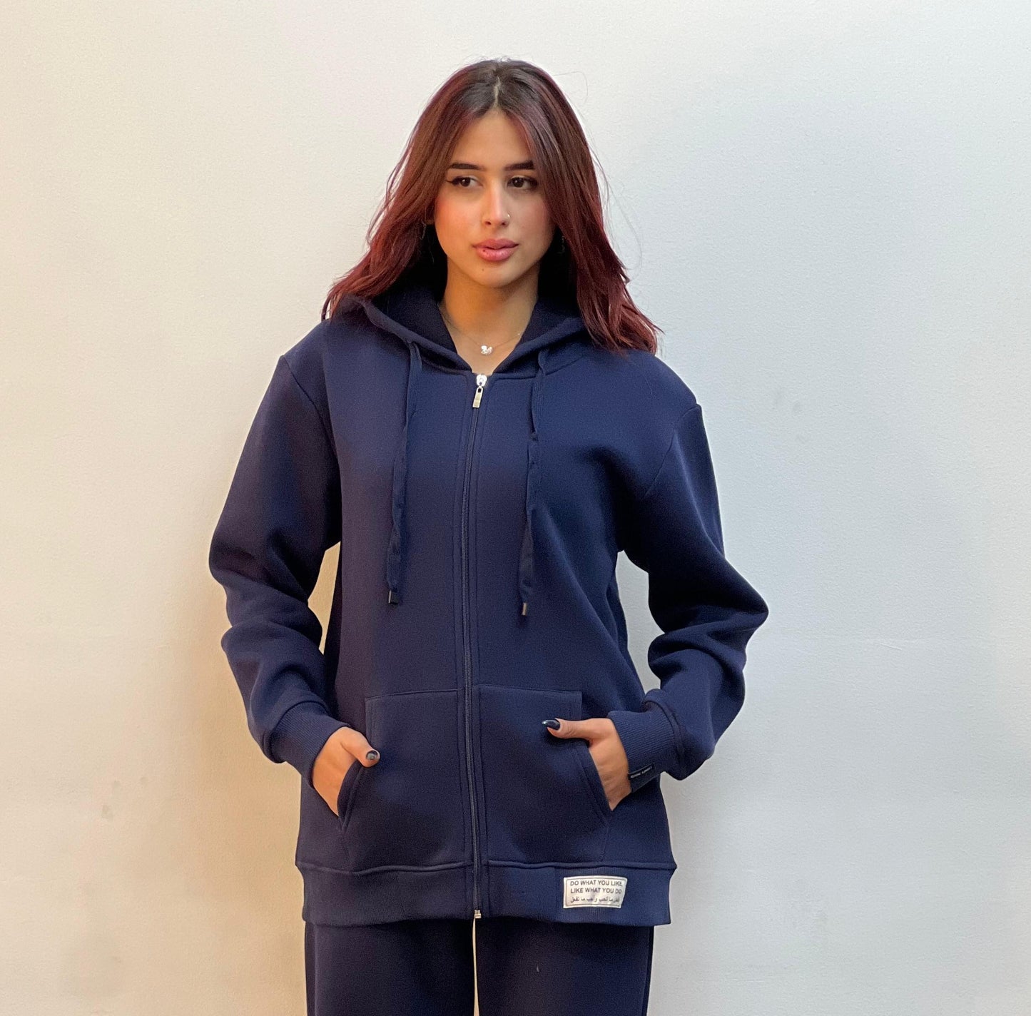 Melton Hooded Jacket In Navy