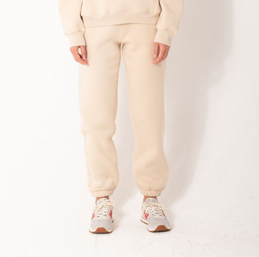 Basic Fleece Sweatpants In Beige