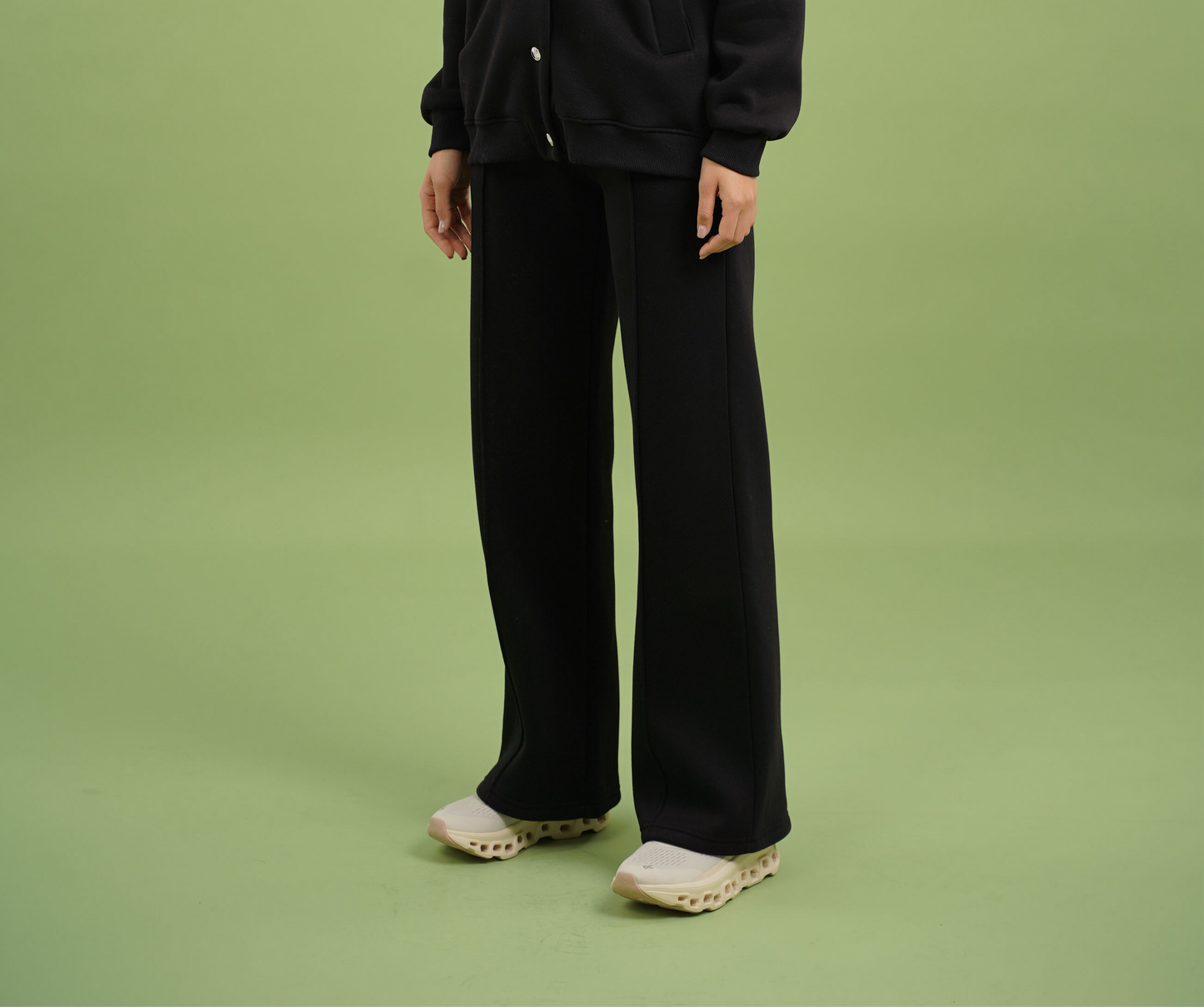 Dropped Shoulder Button Pants | Black