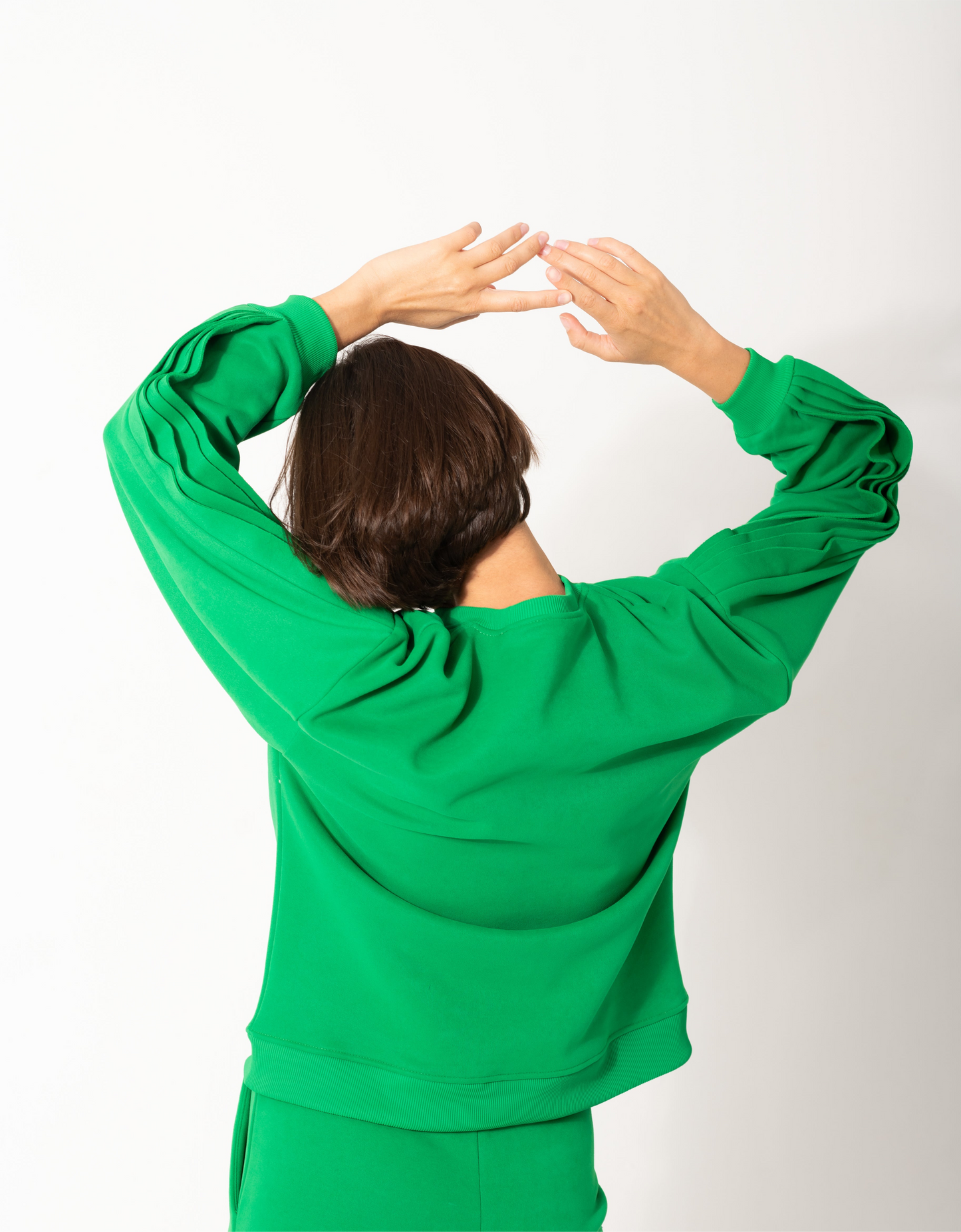 Ruffled Sleeves hoodie In Green