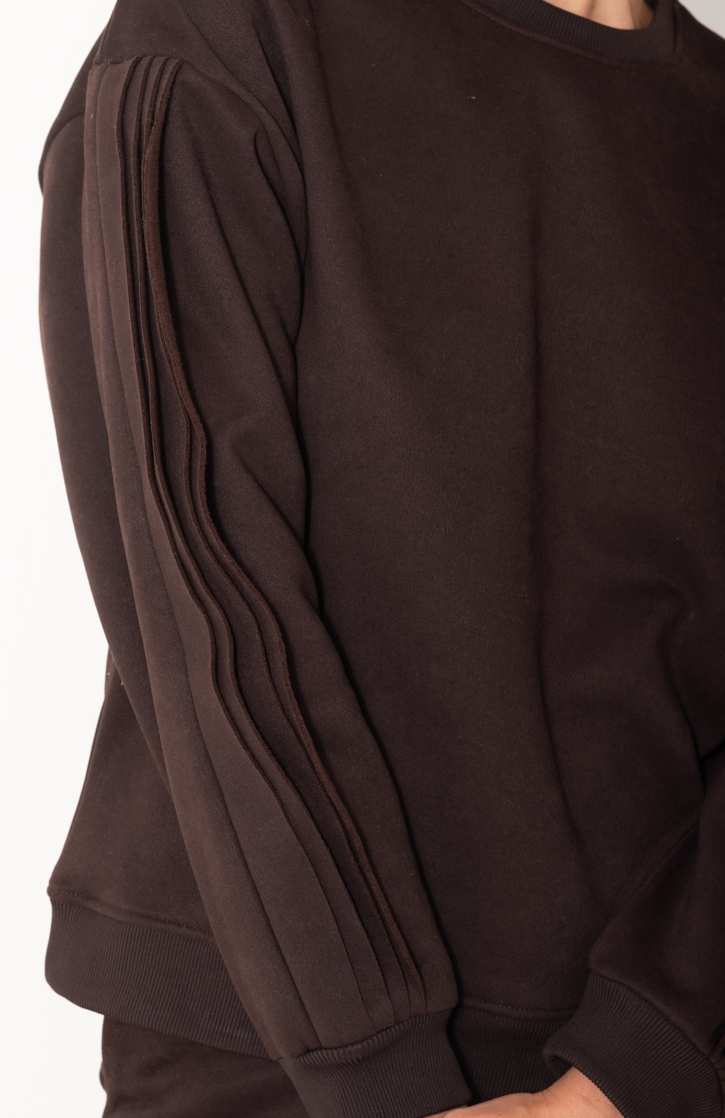 Ruffled Sleeves Tracksuit In Brown