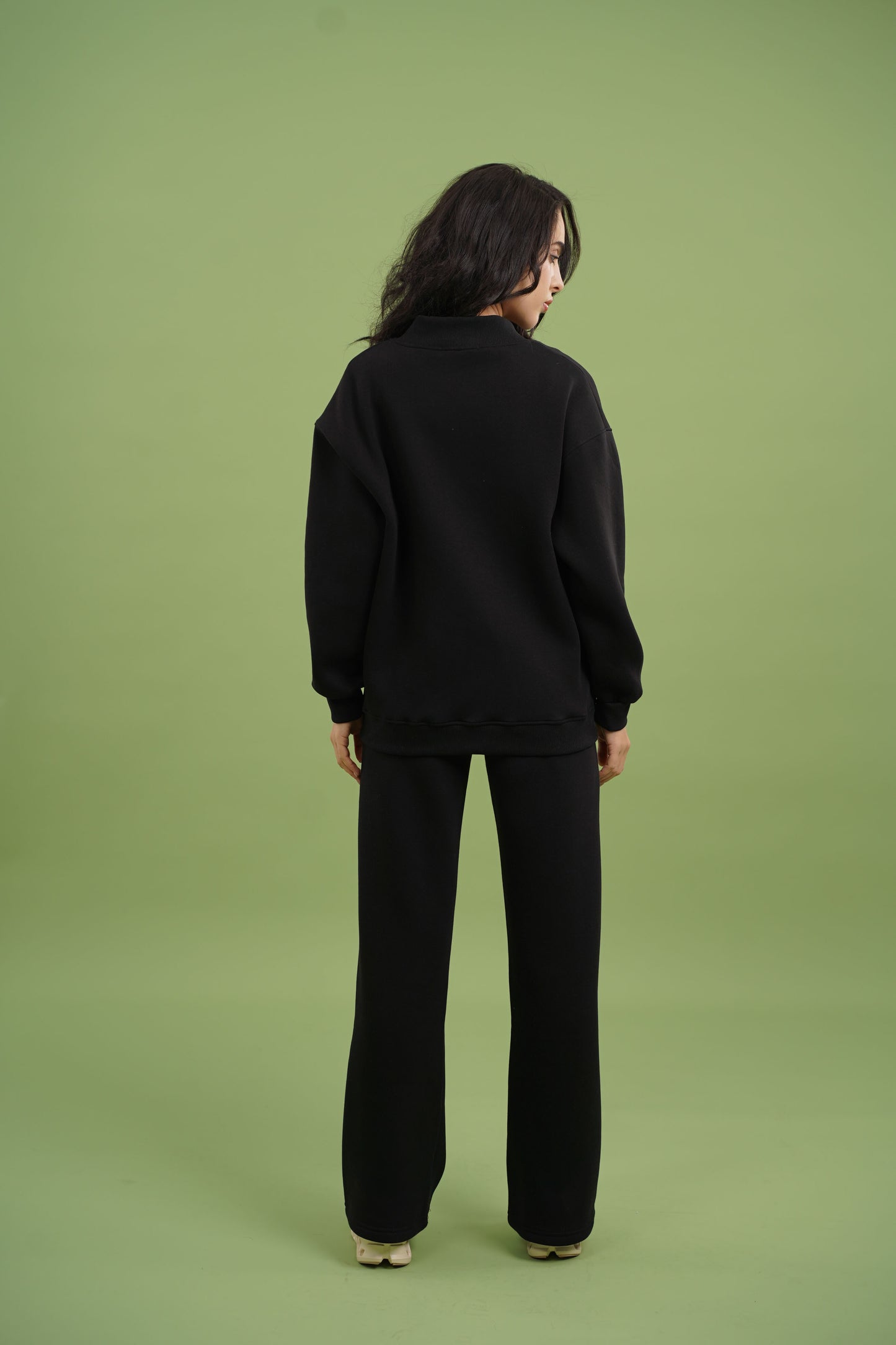 Dropped Shoulder Button Pants | Black