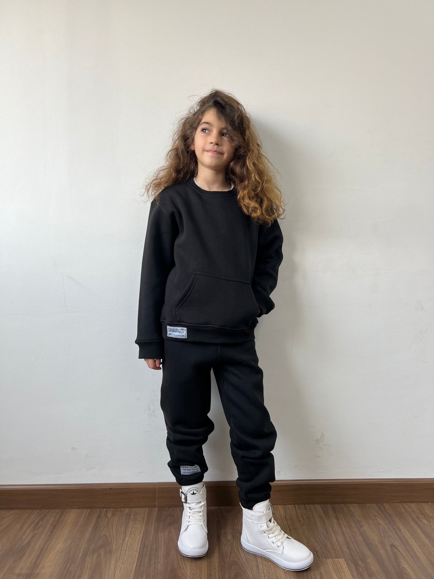 Patched Sweatshirt Set In Black