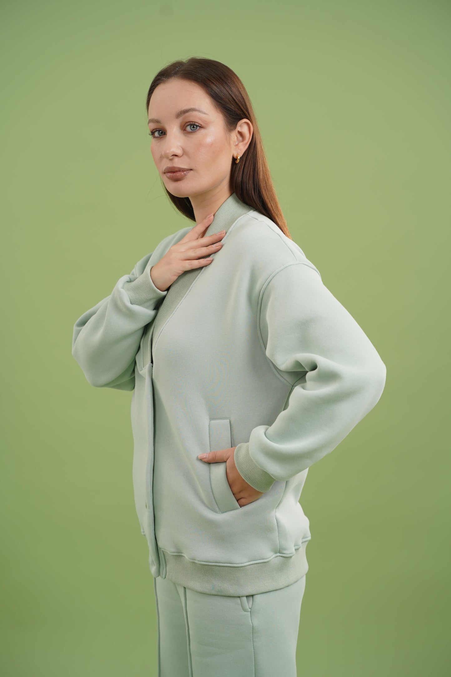 Dropped Shoulder Button Set | Mint Green