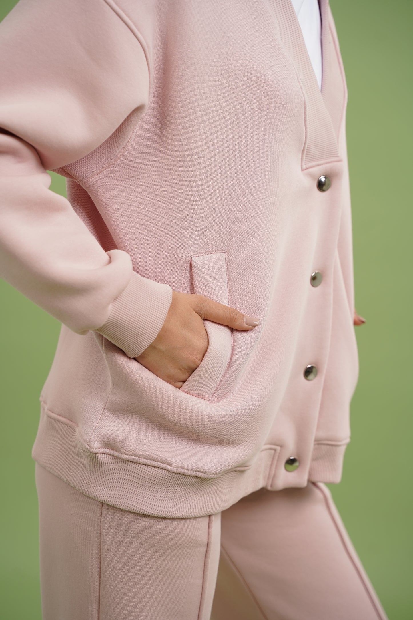 Dropped Shoulder Button Jacket | Cashmere