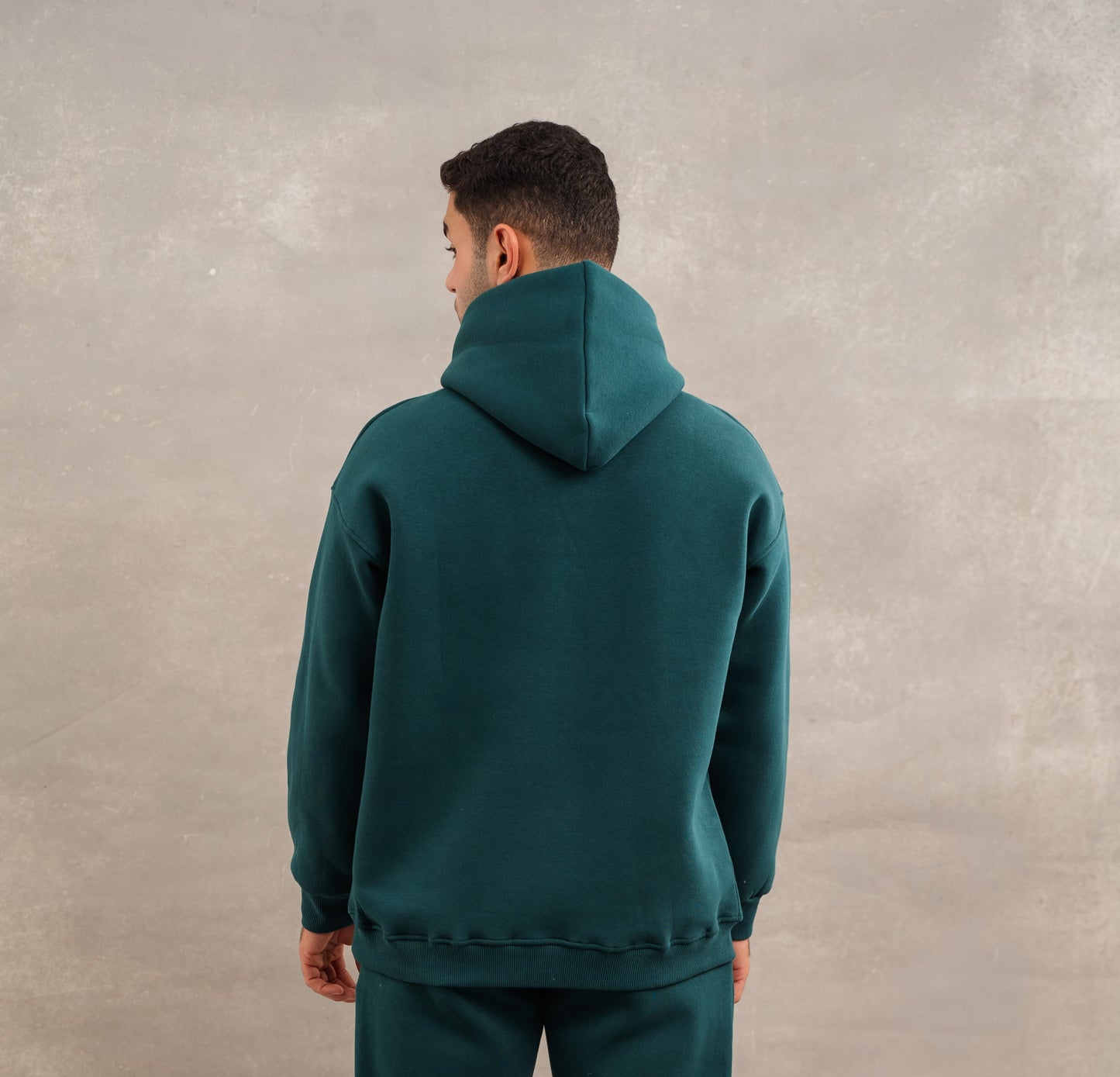 Men Basic Fleece Hoodie In Teal