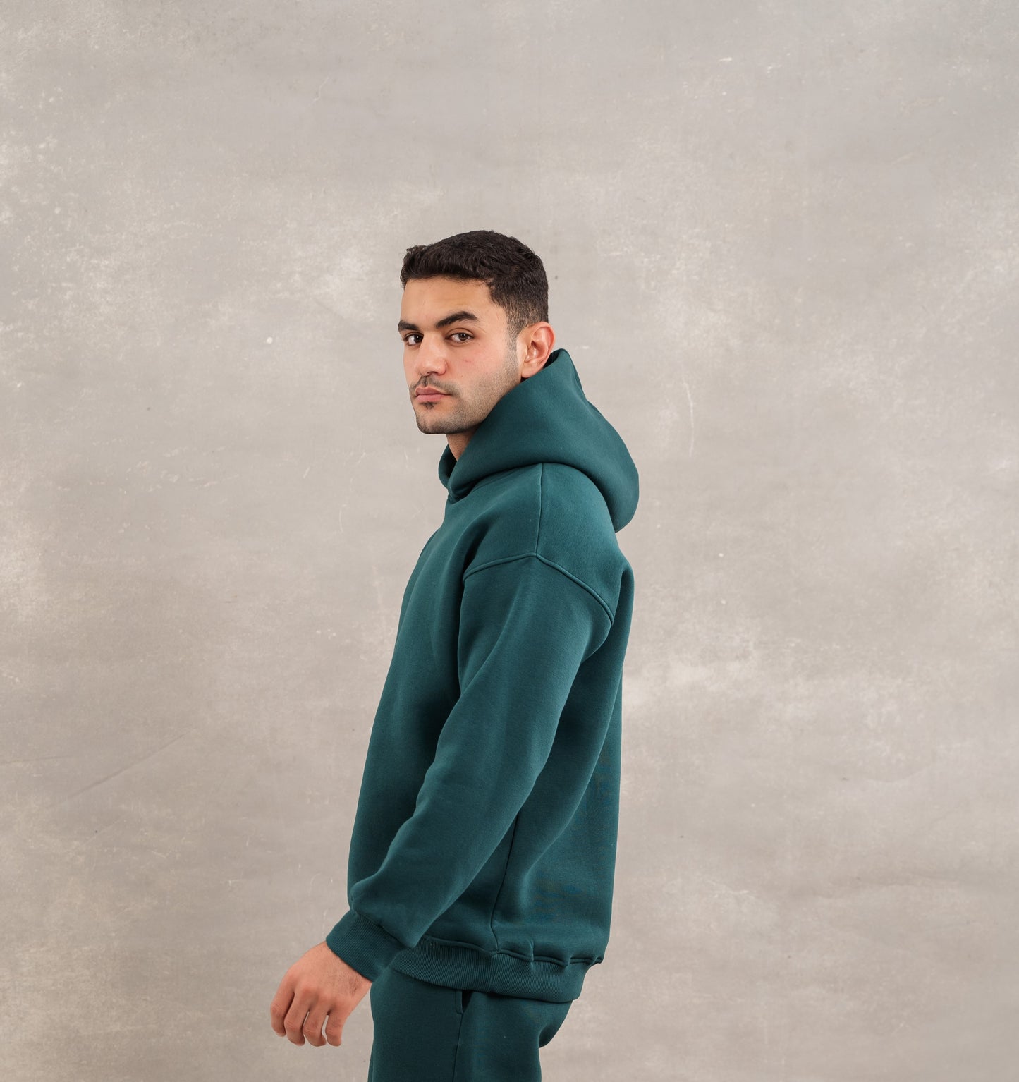 Men Basic Fleece Hoodie In Teal