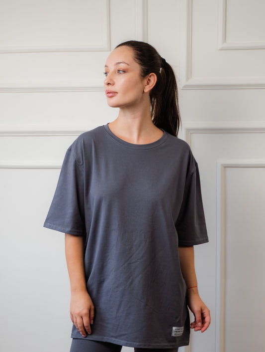 Oversized Cotton T-Shirt In Gray