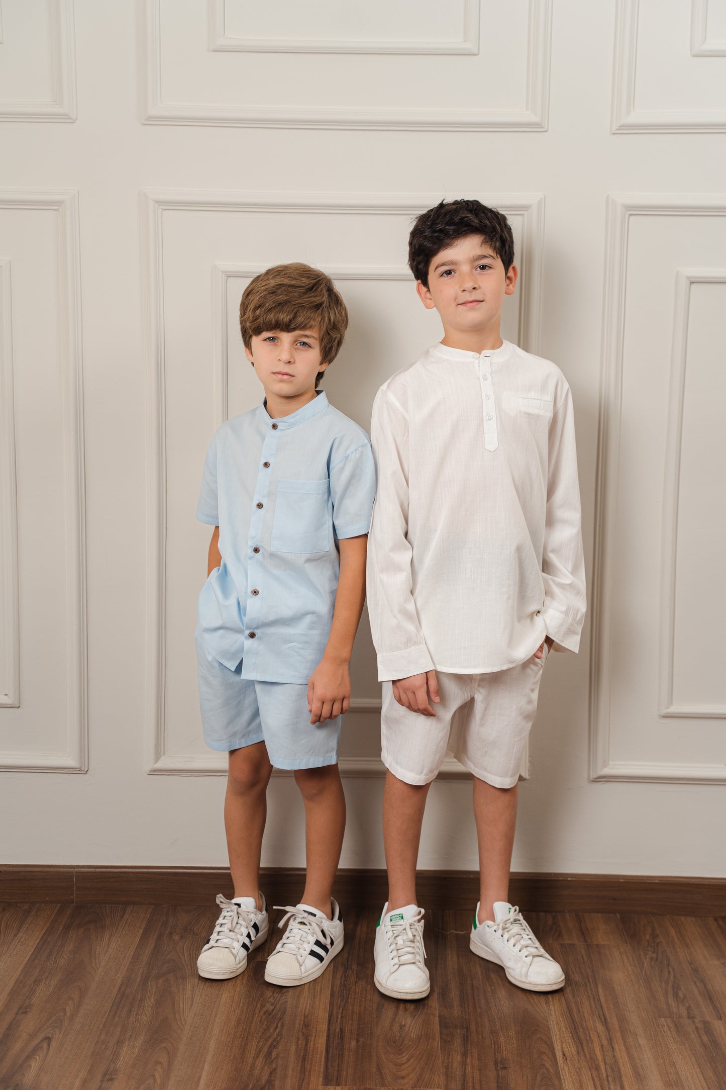 Boys Poplin Shorts Set l Baby-Blue