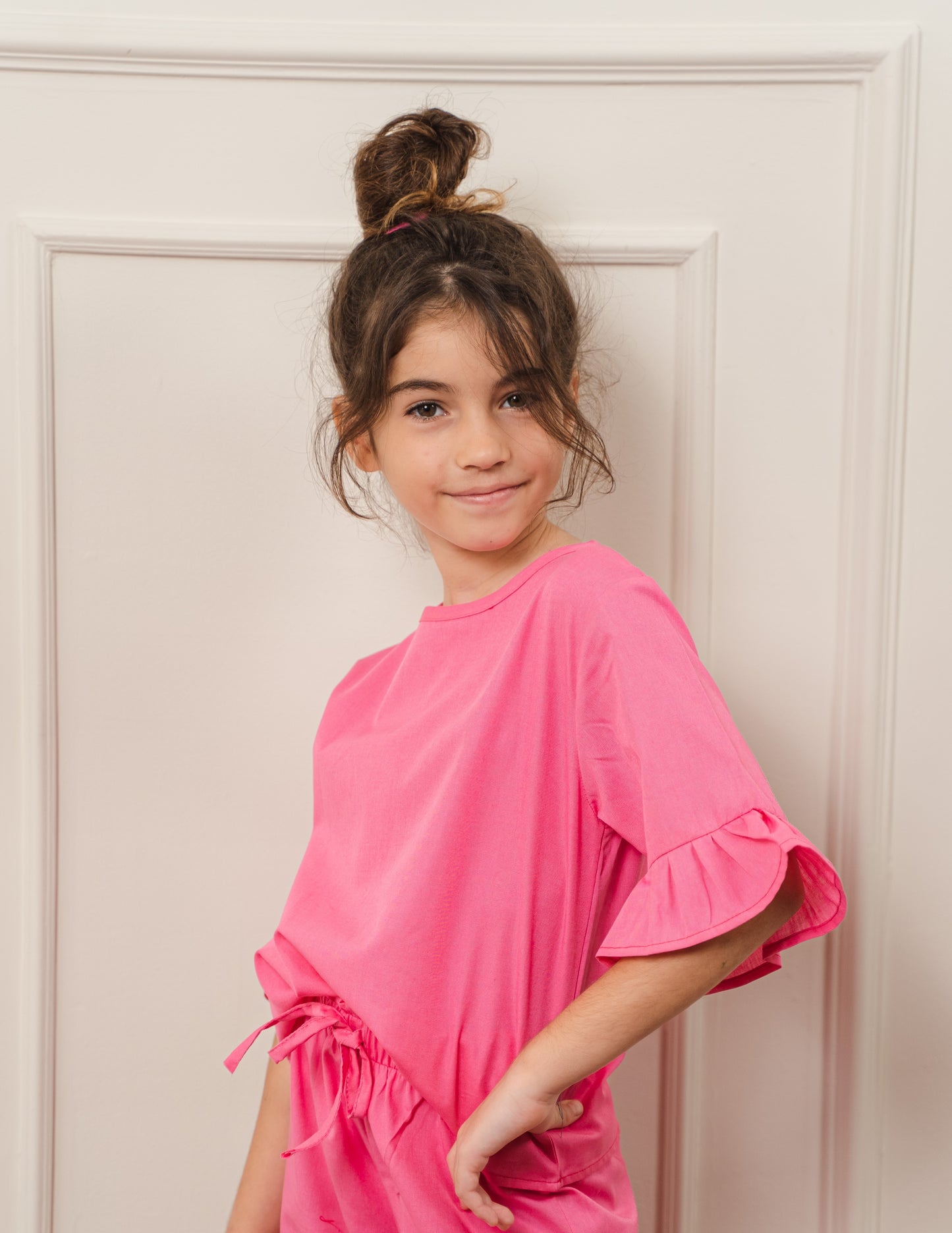 Girls Poplin Blouse In Pink