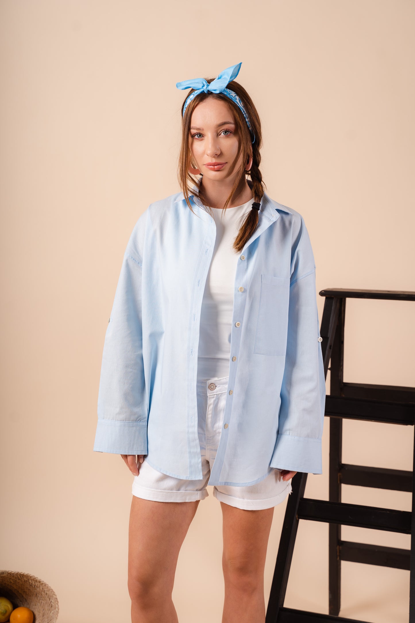 Oversized Basic Shirt l Baby-Blue