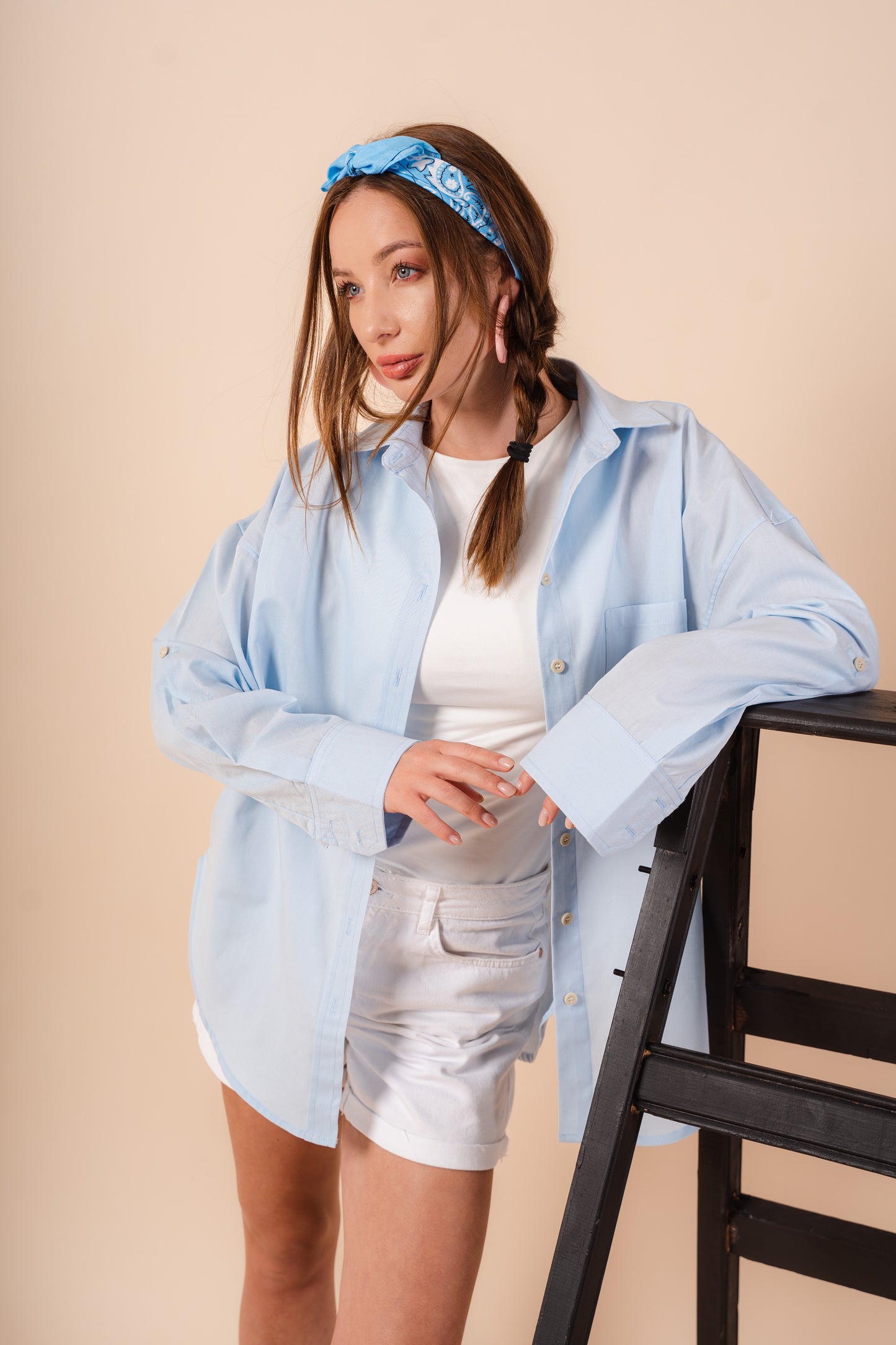 Oversized Basic Shirt l Baby-Blue