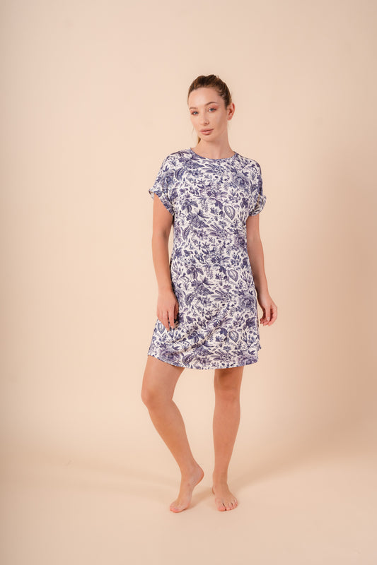 Flory Night Dress In Navy