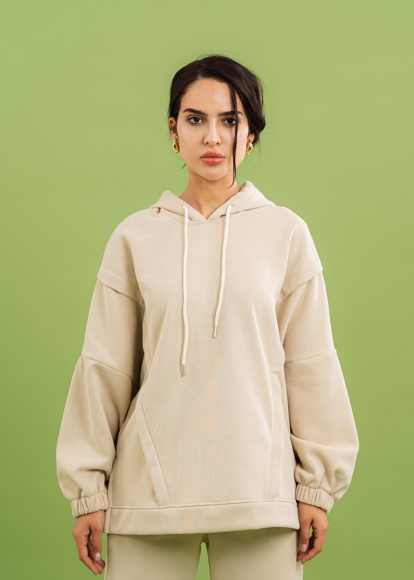 Comfy Hoodie In Fleece| Beige