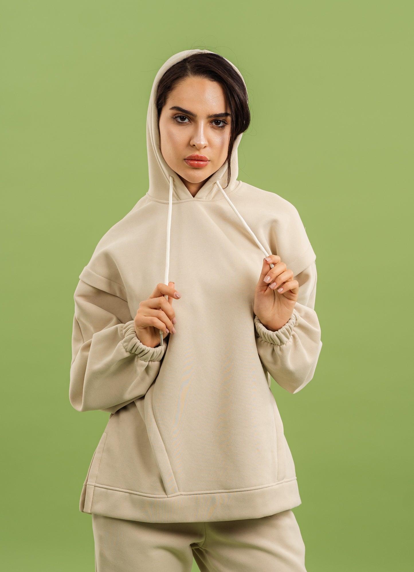 Comfy Hoodie In Fleece| Beige