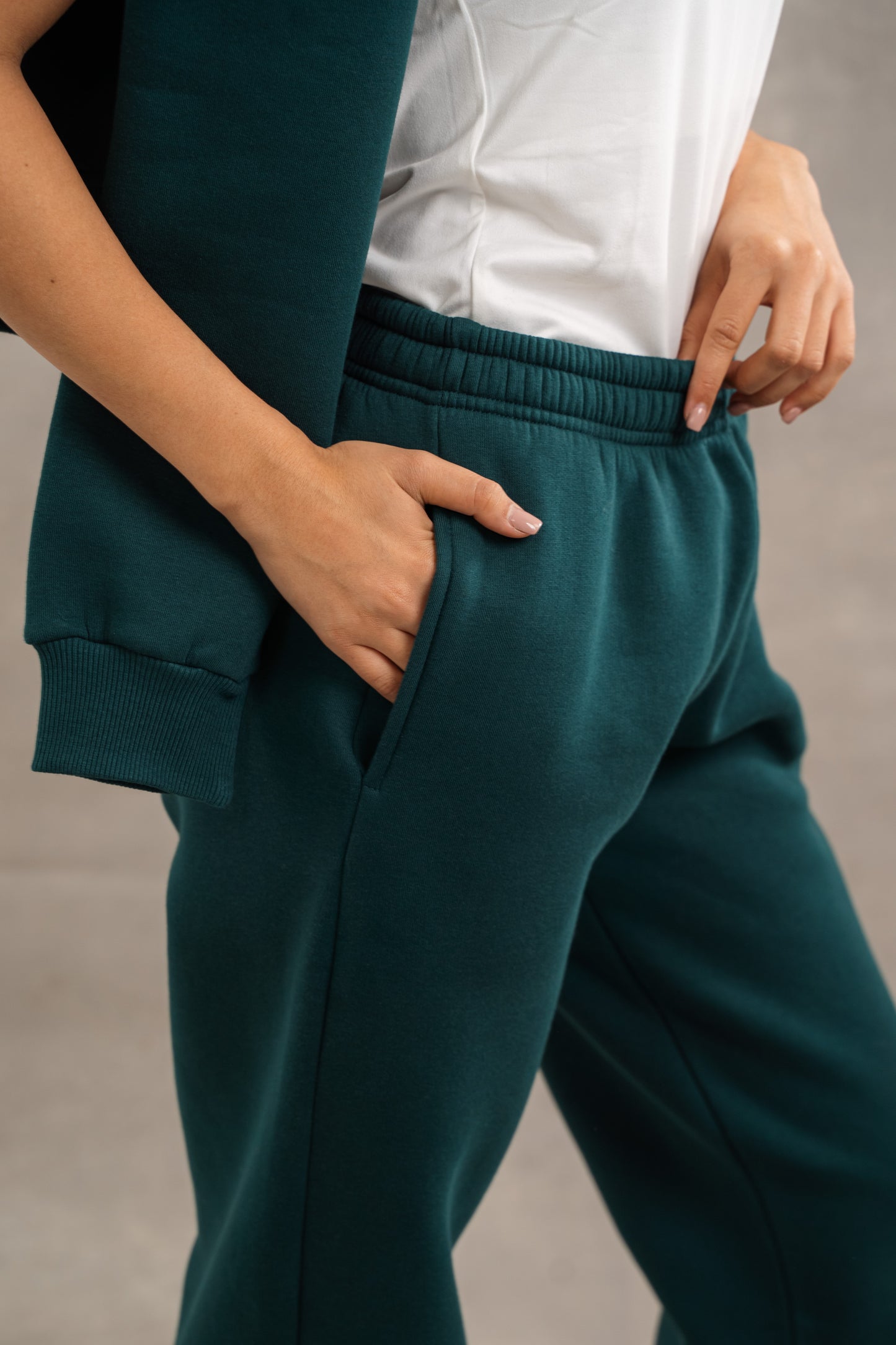 Basic Fleece Sweatpants In Teal