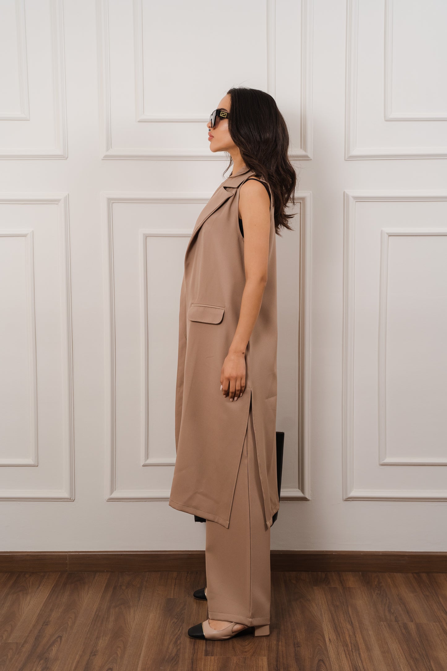 Long Classic Vest In Raw Umber