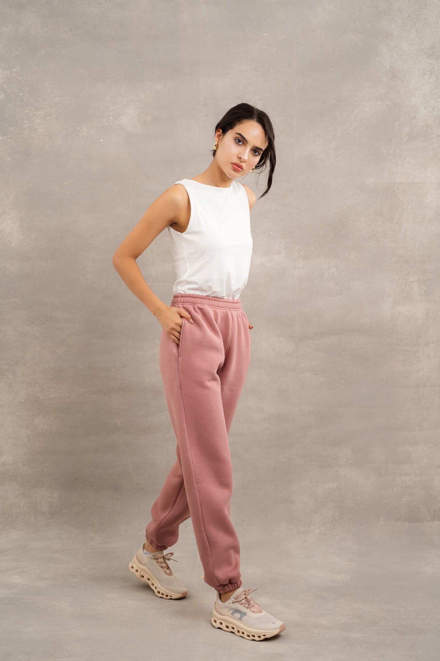 Basic Fleece Sweatpants In cashmere