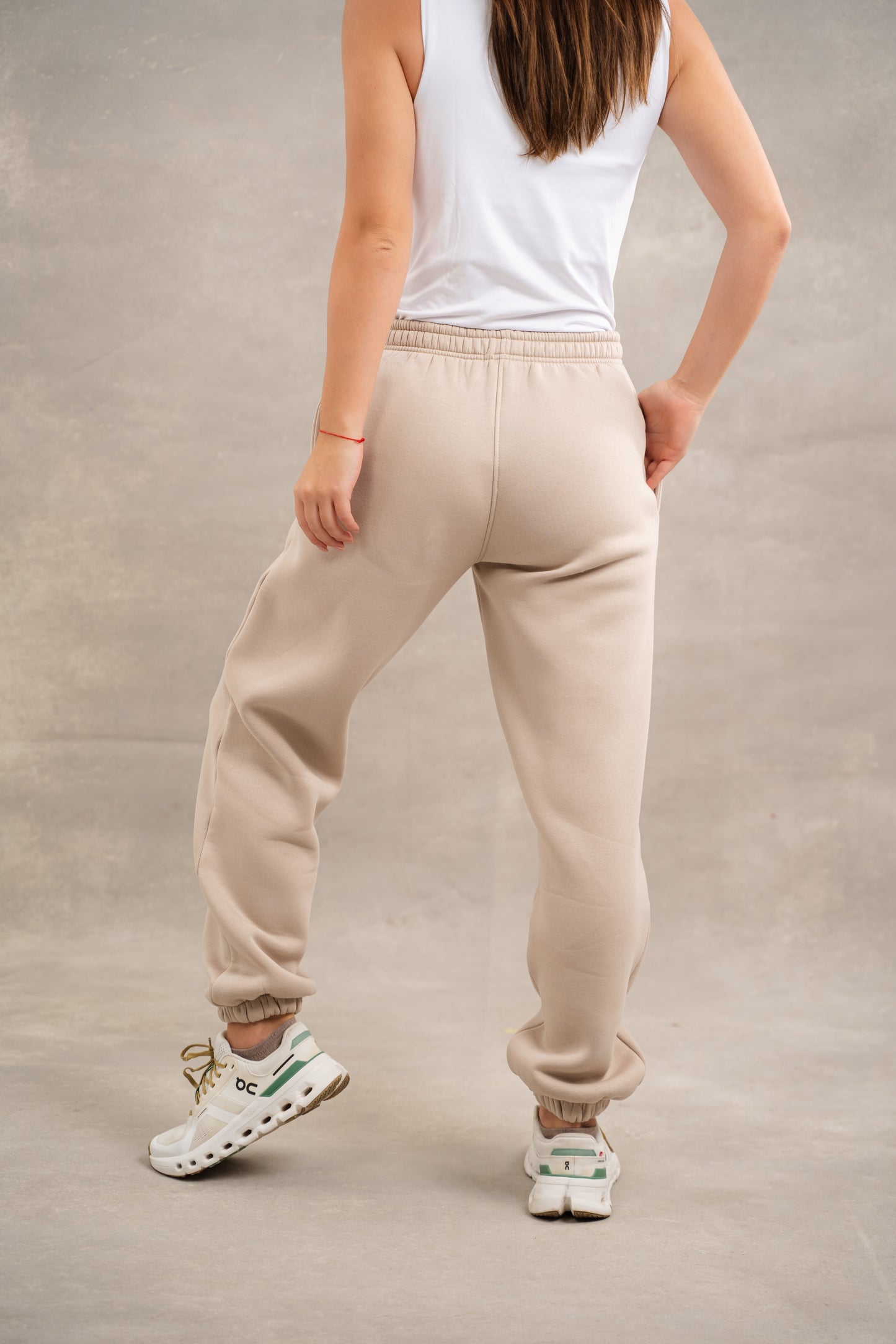 Basic Fleece Sweatpants In Beige