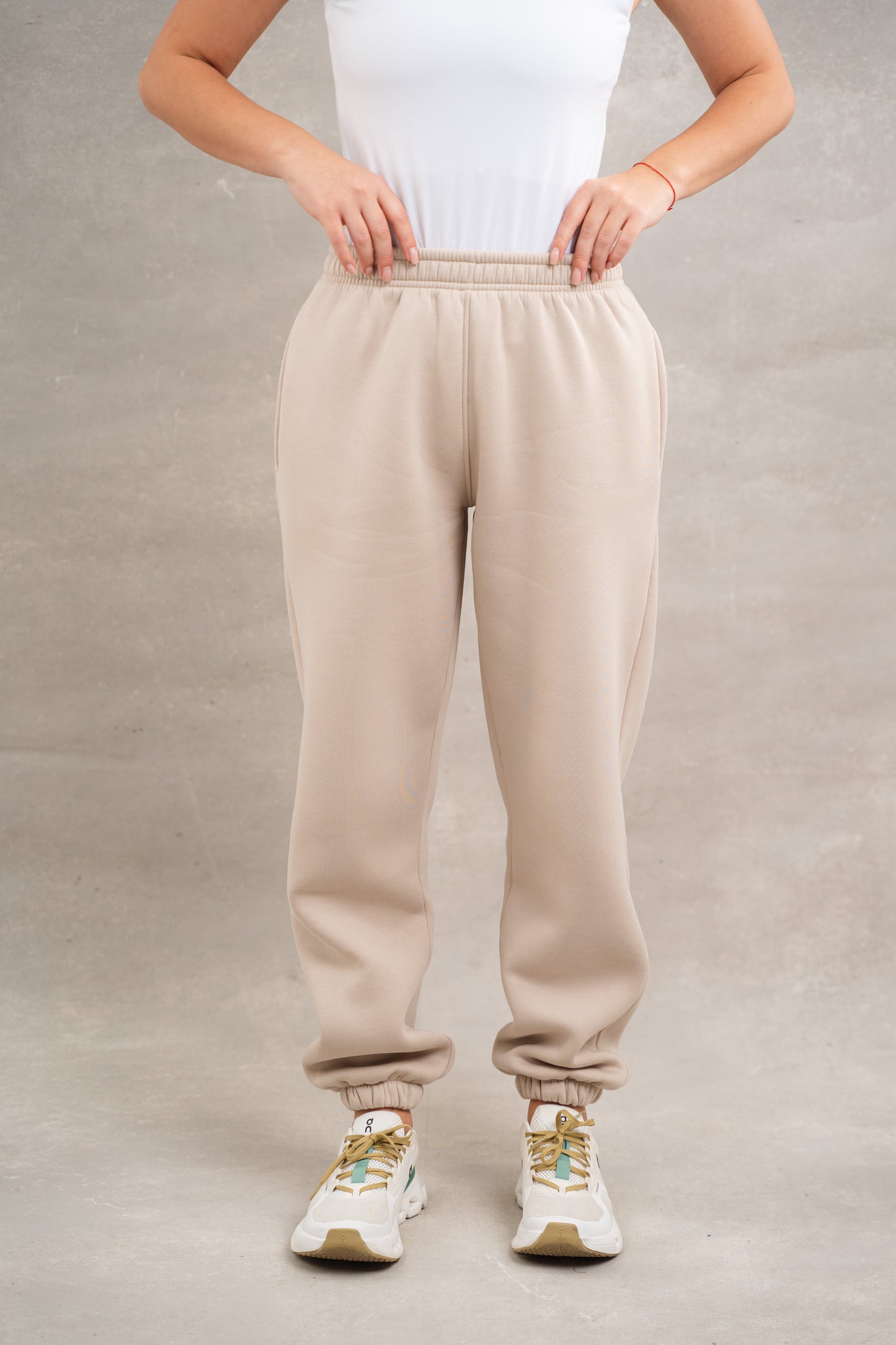 Basic Fleece Sweatpants In Beige