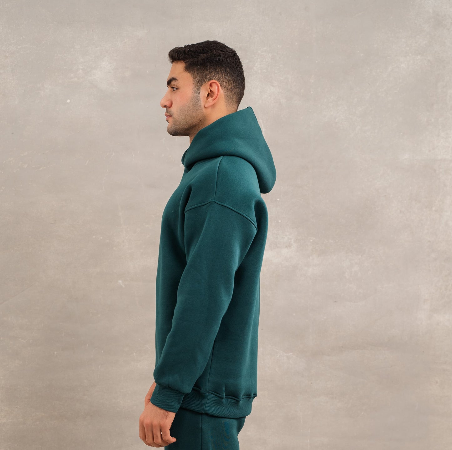 Men Basic Fleece Hoodie In Teal