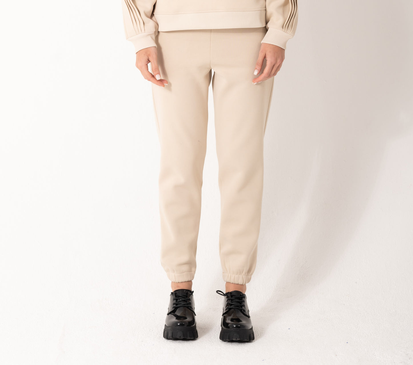 Elastic Sweatpants In Beige