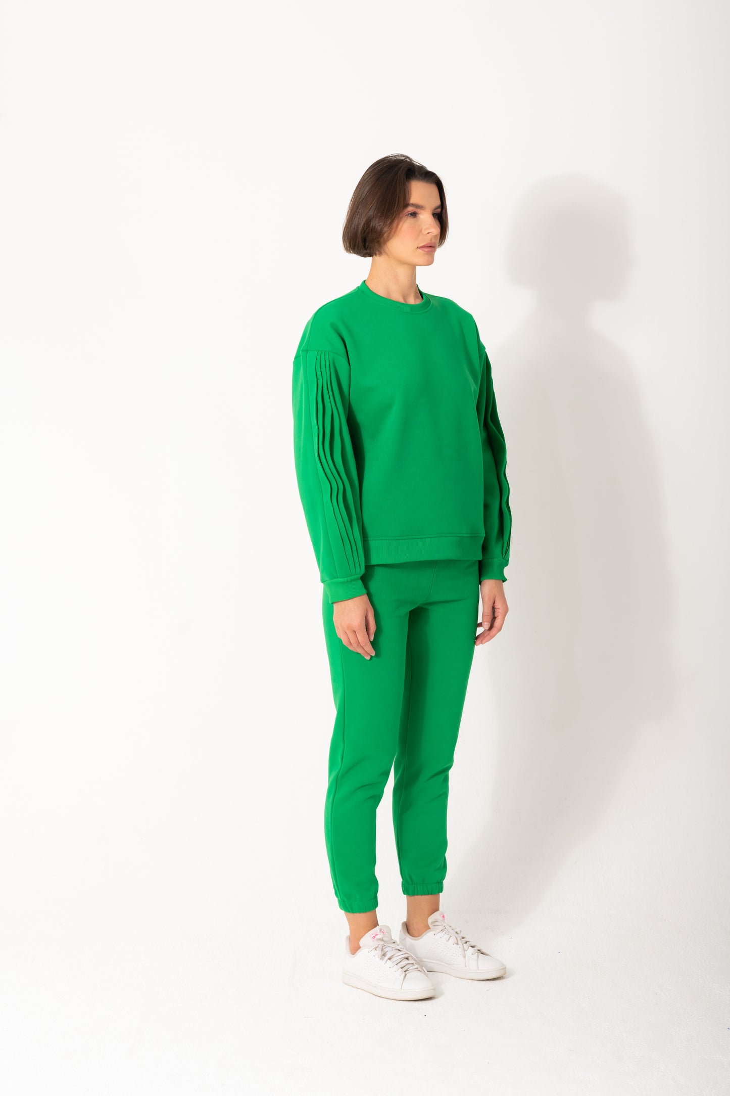 Ruffled Sleeves Tracksuit In Green