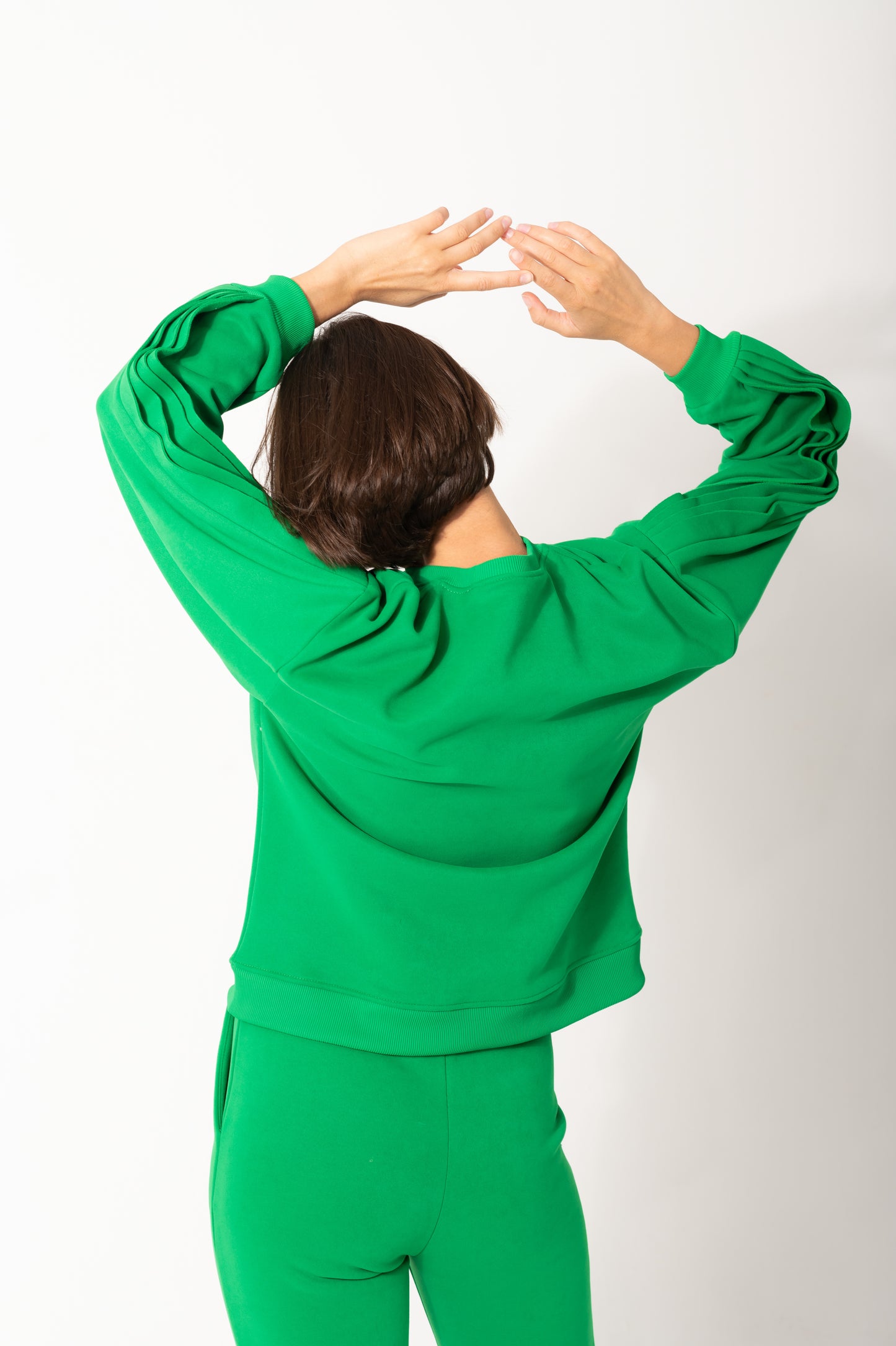 Ruffled Sleeves Tracksuit In Green