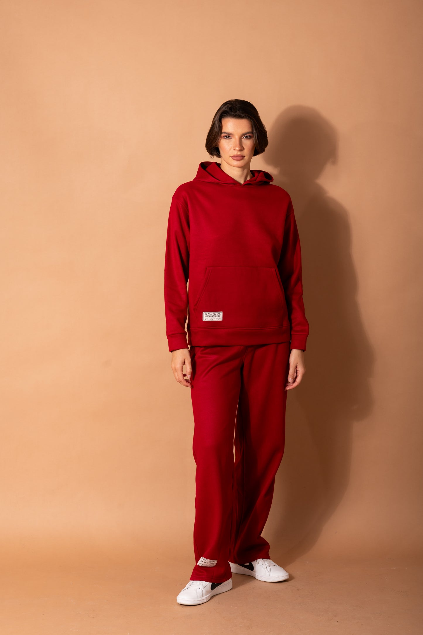 Wide-Leg Fleece Set In Dark Red