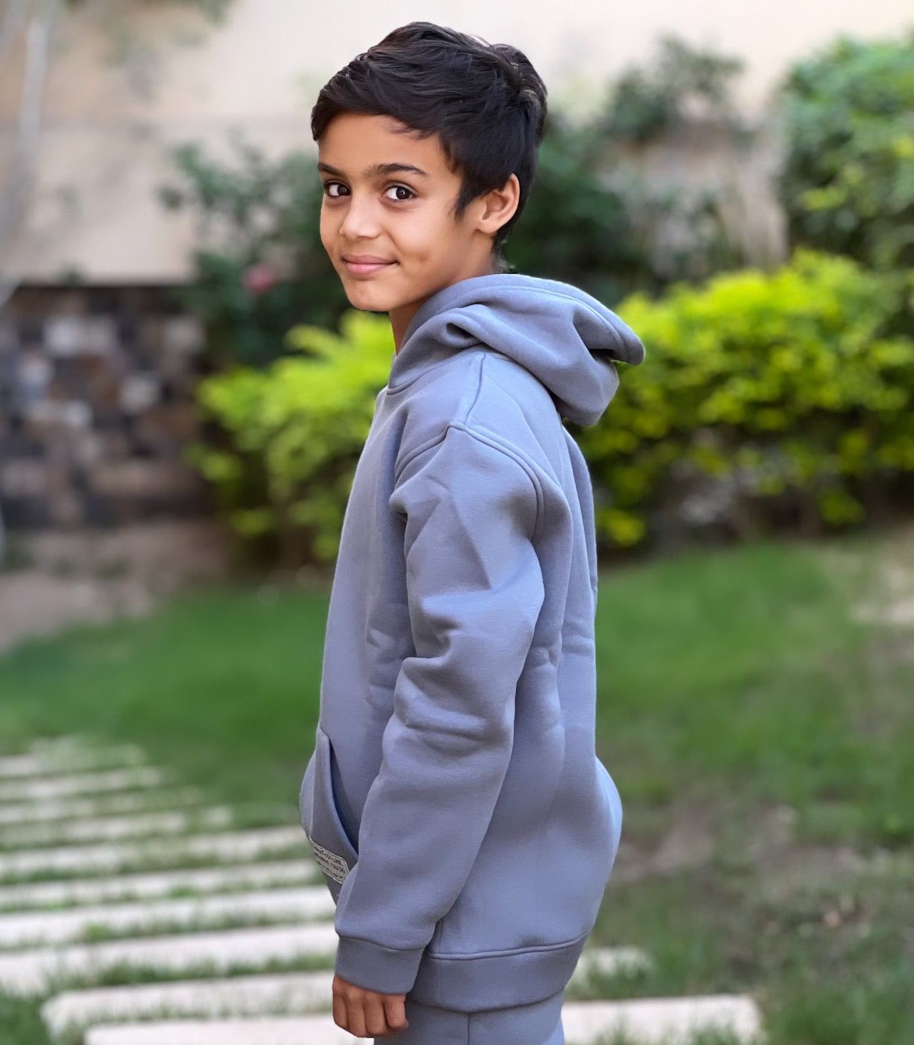 Basic Hoodie In Gray For Kids