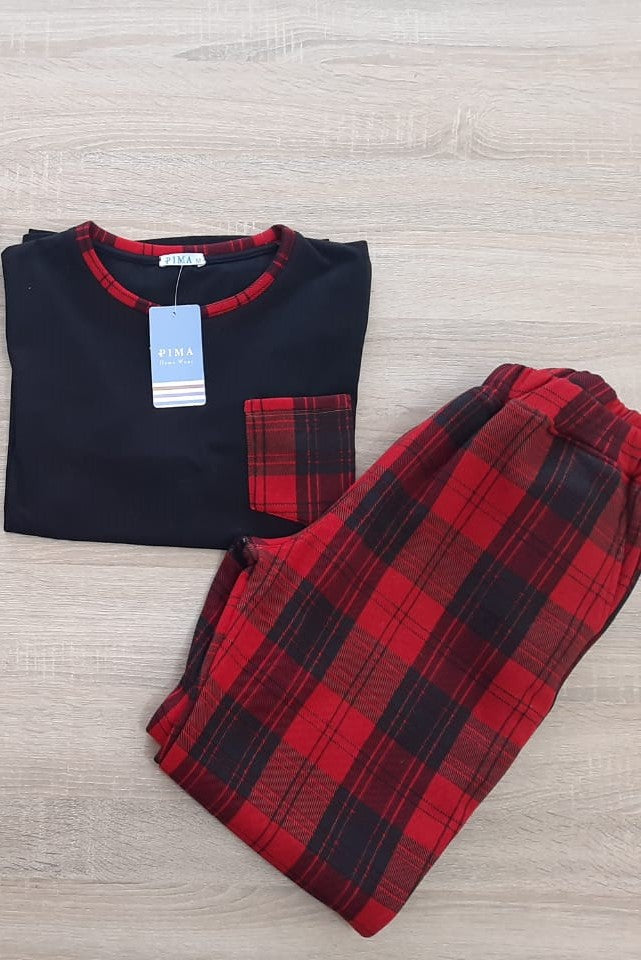 Checkered Pajama In Black For Kids