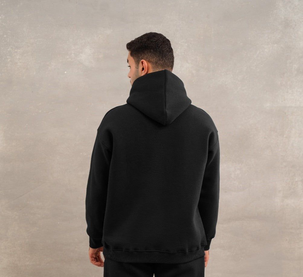 Men Basic Fleece Hoodie In Black