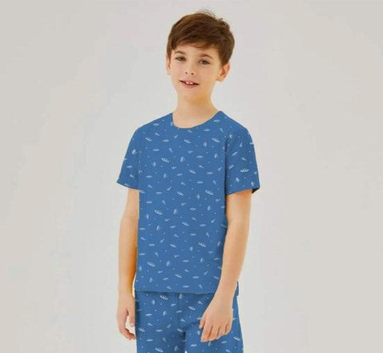 Kids Printed Cotton T-Shirt In Blue