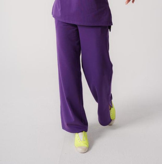 Comfy Wide Leg Pants In Purple