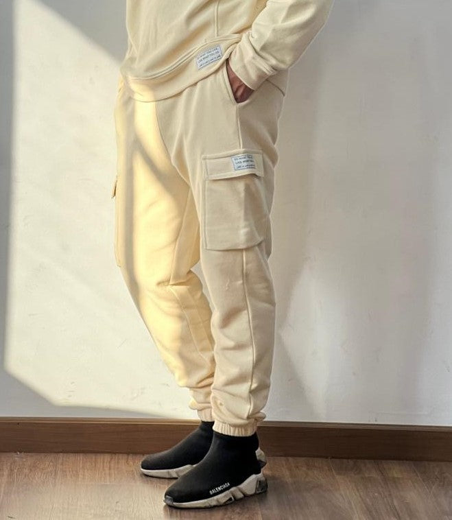 Comfy Cargo Pants with patch | Beige