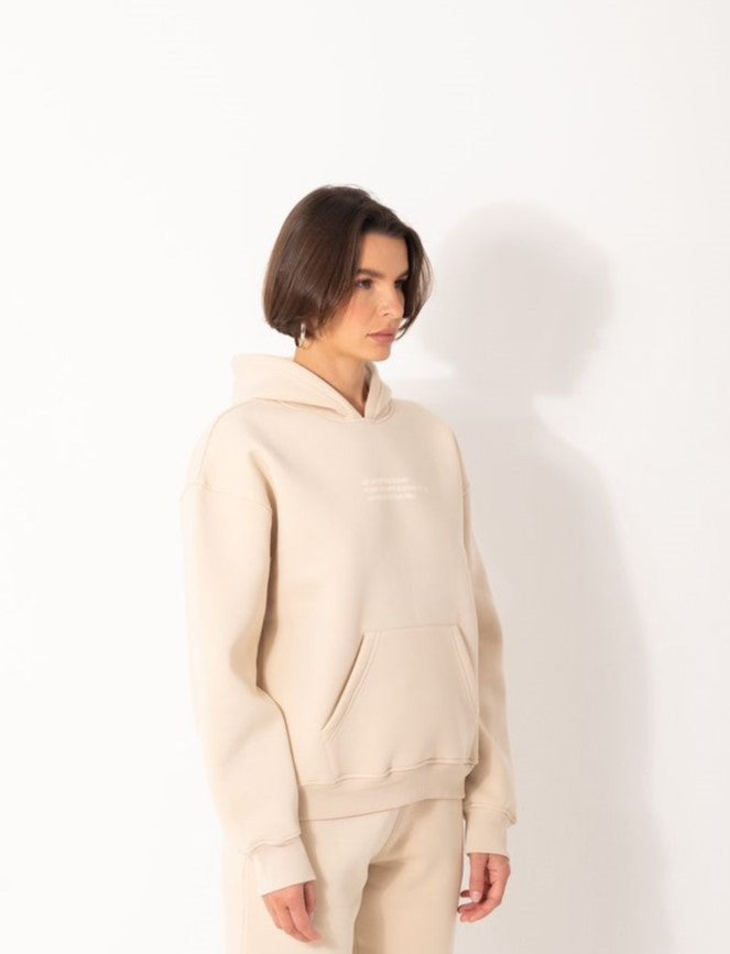 Elastic Hoodie In Beige