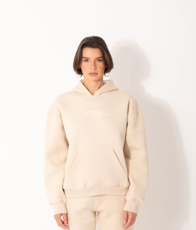 Elastic Hoodie In Beige