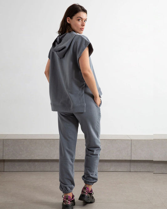 Vest Hoodie Set In Grey