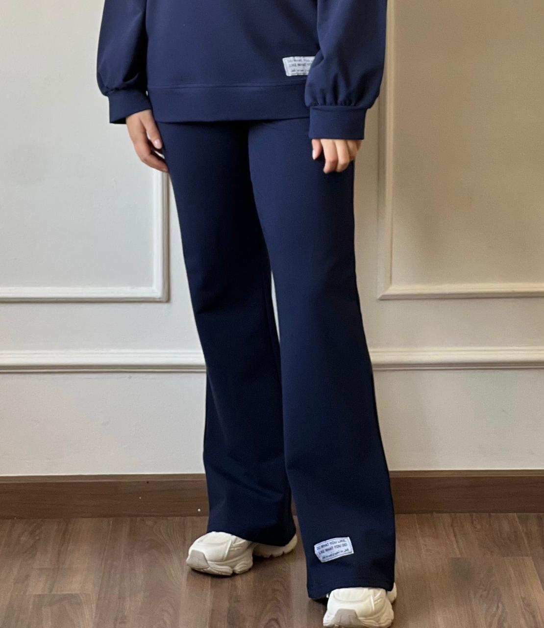 Wide-Leg Pants With Patch In Navy