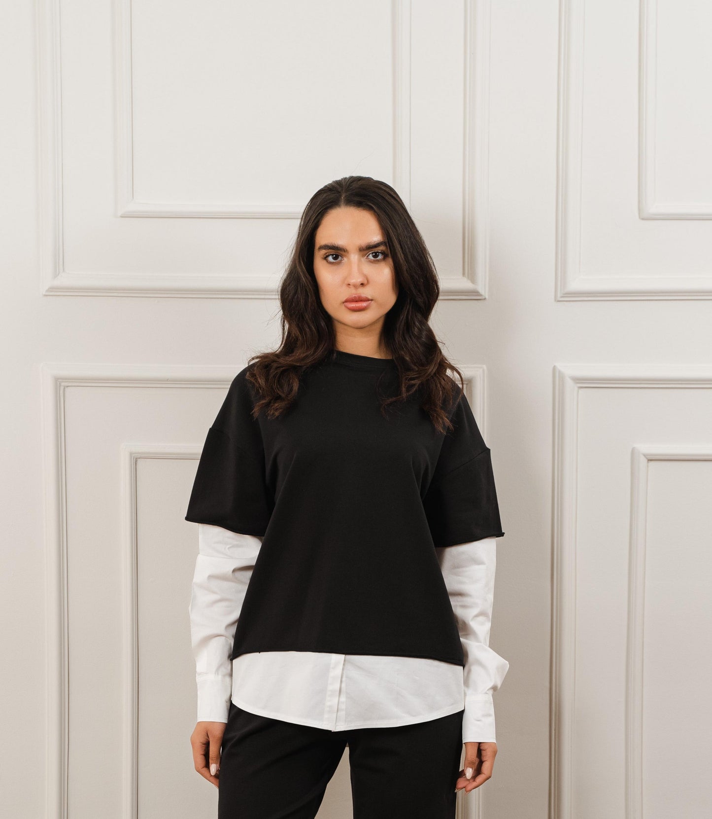 Contrast Poplin Shirt In Black